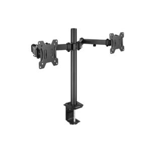 SOPORTE TECNOLAB DOBLE PARA MONITOR 13"-27", HASTA 8KG, AJUSTABLE, ACERO LAMINADO, VESA 75X75MM/100X100MM.
