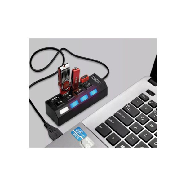 MINI HUB 4 PUERTOS USB TECNOLAB, INTERFAZ 2, LED AZUL, INTERRUPTOR, PLUG & PLAY, HASTA 480MBPS. - Imagen 4