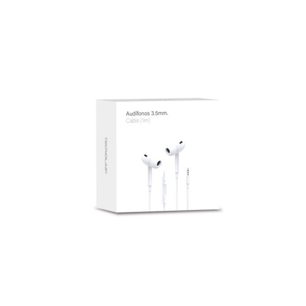 AUDIFONOS IN-EAR TECNOLAB, CONECTOR 3.5, CABLE DE 1M, COMPATIBLES CON SMARTPHONES Y DISPOSITIVOS AUDIO. WHITE - Imagen 4