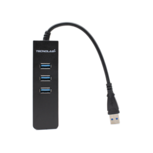 HUB TECNOLAB  3 PUERTOS USB 3 / RJ45, MAC ETHERNET RAPIDO, ALIMENTACION VIA USB O EXTERNA, COMPATIBLE CON WINDOWS Y LINUX.