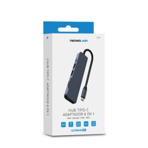 HUB TIPO C - 6 EN 1 - HDMI / USB 3.0x2 / TF / SD / USB-C