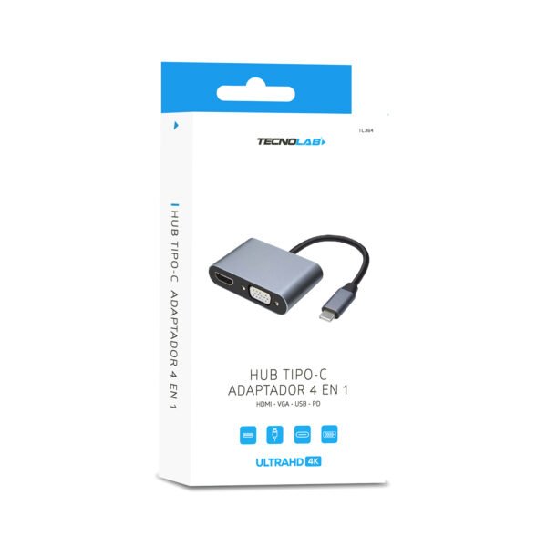 HUB TIPO C - 4 EN 1 - HDMI /VGA /PD /USB
