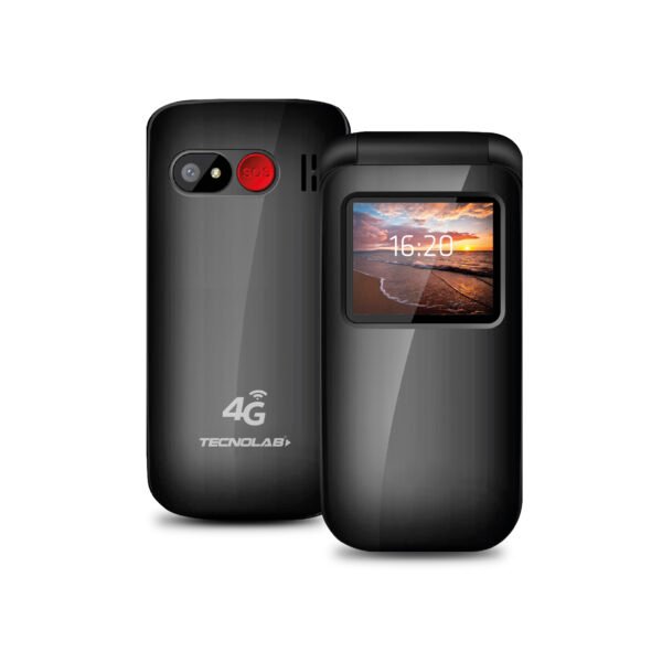 TELEFONO SENIOR 4G TECNOLAB, LINTERNA, CAMARA, RADIO FM, BT, SOS, BATERIA 600MAH, PANTALLA 1.77". BLACK