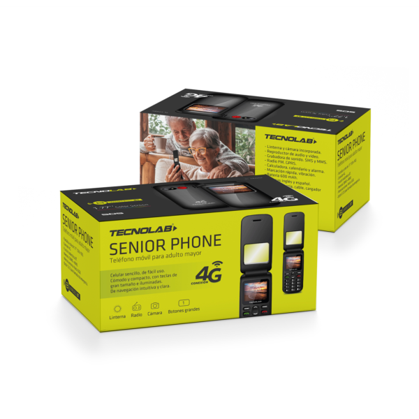TELEFONO SENIOR 4G TECNOLAB, LINTERNA, CAMARA, RADIO FM, BT, SOS, BATERIA 600MAH, PANTALLA 1.77". BLACK - Imagen 4