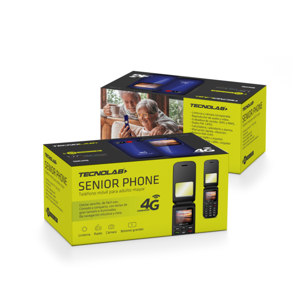 TELEFONO SENIOR 4G TECNOLAB, LINTERNA, CAMARA, RADIO FM, BT, SOS, BATERIA 600MAH, PANTALLA 1.77". BLUE. - Imagen 4