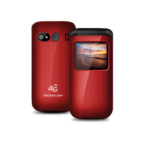 TELEFONO SENIOR 4G TECNOLAB, LINTERNA, CAMARA, RADIO FM, BT, SOS, BATERIA 600MAH, PANTALLA 1.77". RED.