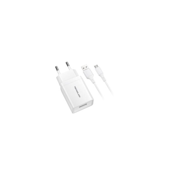 CARGADOR CELULAR 2.1A - 1 USB CON CABLE MICRO USB - WHITE - Imagen 2
