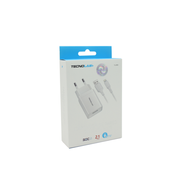 CARGADOR CELULAR 2.1A - 1 USB CON CABLE LIGHTNING - WHITE - Imagen 3