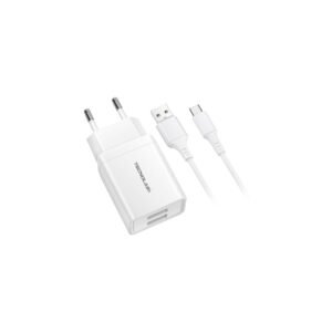 CARGADOR CELULAR 2.1A - 2 USB CON CABLE TIPO C - WHITE