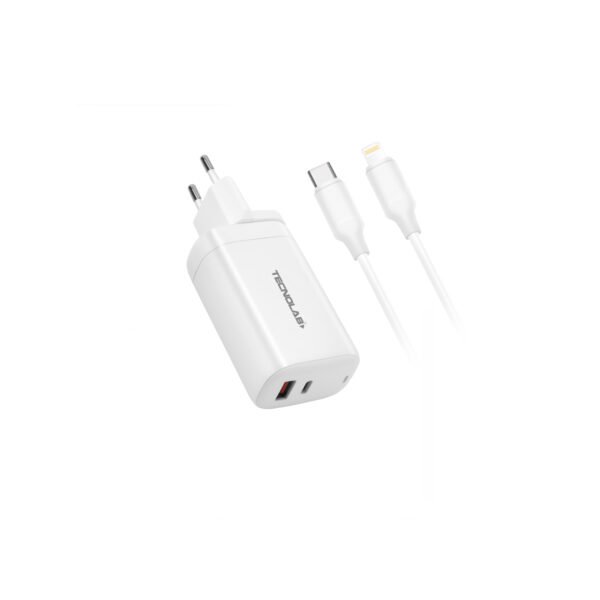 CARGADOR CELULAR QC3 + PD - 65W - CON CABLE TIPO C A LIGHTNING