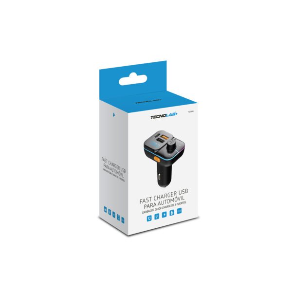 CARGADOR DE AUTO CARGA RAPIDA 12V CON TRANSMISOR FM BLUETOOTH - SALIDA PD Y USB-Ax2 -15 WATTS - Imagen 3