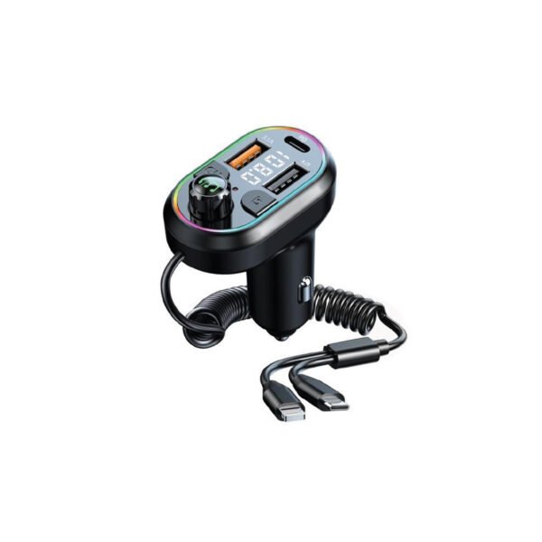 CARGADOR AUTO TECNOLAB BT 5.0, 25 WATTS -CON  FUNCION REDUCCION RUIDO, RGB, MANOS LIBRES, 3 PUERTOS, MP3/WAV, FM 87.5-108MHZ.