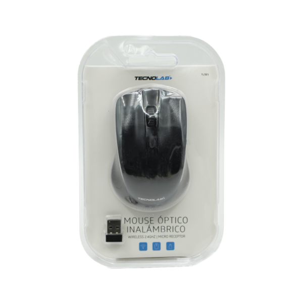 MOUSE INALAMBRICO TECNOLAB OPTICO 2.4 GHZ, 1000 DPI - 4 BOTONES-  DISEÑO ERGONOMICO, 1000 DPI, HASTA 5 MILLONES DE CLICKS. - Imagen 4