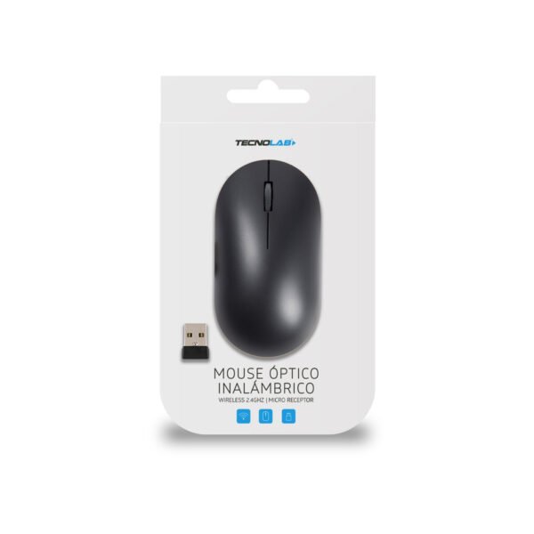 MOUSE INALAMBRICO TECNOLAB  2.4 GHZ, 1000DPI - DISEÑO ERGONOMICO, 3 BOTONES - TECNOLOGIA DE AHORRO DE ENERGIA. - Imagen 3