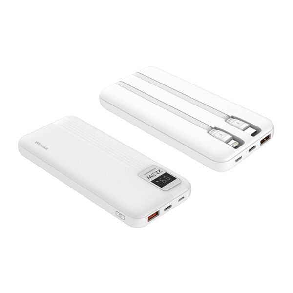 POWER BANK TECNOLAB 10000MAH 22,5W INCLUYE 2 CABLES -  TIPO C Y LIGHTNING - WHITE