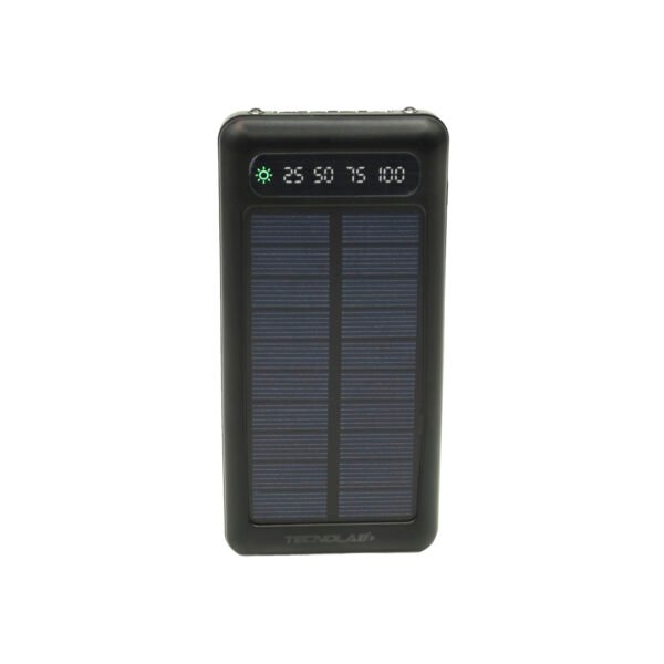 POWER BANK SOLAR 10000mAh CON CABLE DE CARGA INCORPORADO- BLACK