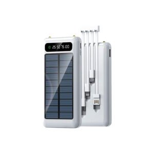 POWER BANK SOLAR 10000mAh CON CABLE DE CARGA INCORPORADO - WHITE