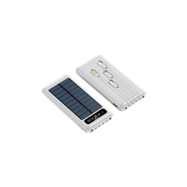 POWER BANK SOLAR 10000mAh CON CABLE DE CARGA INCORPORADO - WHITE - Imagen 2