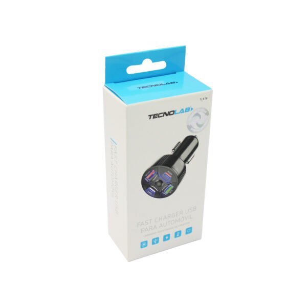 CARGADOR TECNOLAB DE AUTO 2 PUERTOS USB, TIPO C, PD+QC+(USB-A+USB-C) 3.1A - Imagen 3