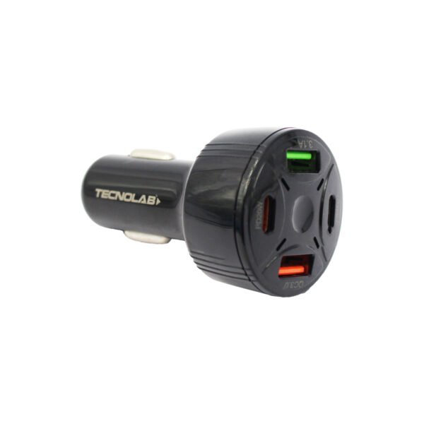 CARGADOR TECNOLAB DE AUTO 2 PUERTOS USB, TIPO C, PD+QC+(USB-A+USB-C) 3.1A - Imagen 4