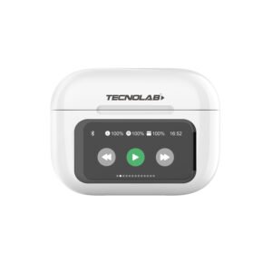AUDIFONOS ANC- ENC TECNOLAB CON PANTALLA TOUCH 1.47", INALAMBRICOS BT, CARGA TIPO C, 350MAH, 4-5H REPRODUCCION, 10M ALCANCE.