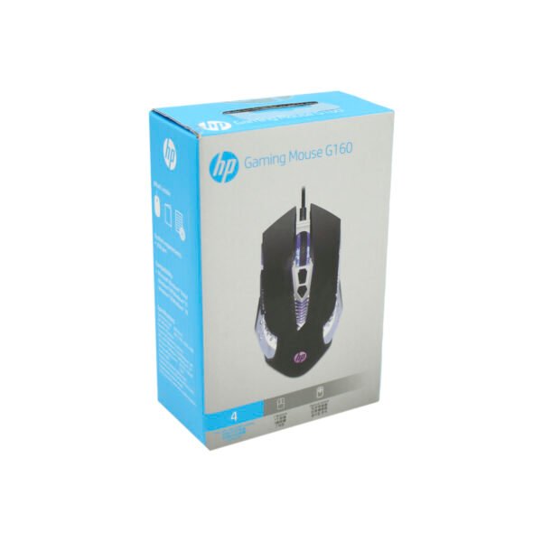 MOUSE HP G160, DISEÑO ERGONOMICO, 4 LUCES LED, CONECTOR USB, COLOR NEGRO. - Imagen 3
