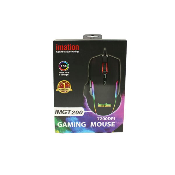 MOUSE IMATION IMGT200, 7200 DPI, SENSOR INSTAN 825, RGB LED, 7 BOTONES, CABLE 1.7M, CONECTOR USB ORO.