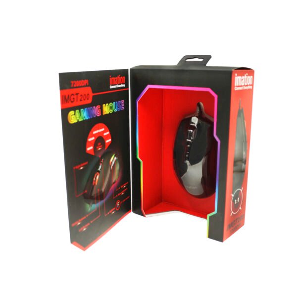 MOUSE IMATION IMGT200, 7200 DPI, SENSOR INSTAN 825, RGB LED, 7 BOTONES, CABLE 1.7M, CONECTOR USB ORO. - Imagen 2