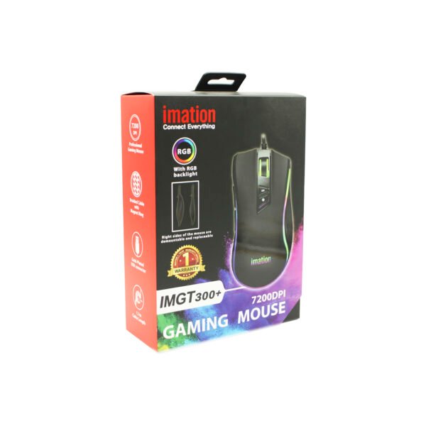 MOUSE IMATION IMGT290, 7200 DPI, 10M CLICKS, RGB LED 11 MODOS, 7 BOTONES, CABLE 1.7M, CONECTOR USB ORO. - Imagen 3
