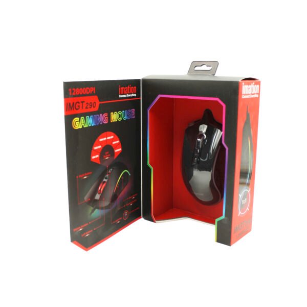 MOUSE IMATION IMGT290, 12800 DPI, 10M CLICKS, RGB LED 11 MODOS, 7 BOTONES, CABLE 1.7M, CONECTOR USB ORO. - Imagen 2