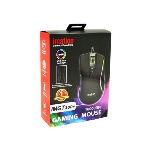 MOUSE IMATION IMGT300 10000 DPI, 8 BOTONES, SENSOR PIXART 3325, RGB LED 11 MODOS, CABLE 1.7M, CONECTOR USB ORO. - Imagen 2