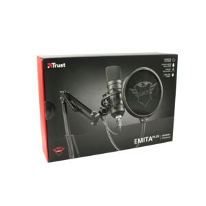 MICROFONO PROFESIONAL DE ESTUDIO TRUST, CONECTOR USB, BRAZO AJUSTABLE, INCLUYE TRIPODE, PATRON CARDIOIDE, CABLES USB DE 2.9M Y 1.8M, FILTRO POP.