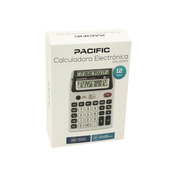 CALCULADORA ELECTRONICA PACIFIC, 12 DIGITOS, PANTALLA LCD - PILA AA INCLUIDA, LUZ UV. - Imagen 4