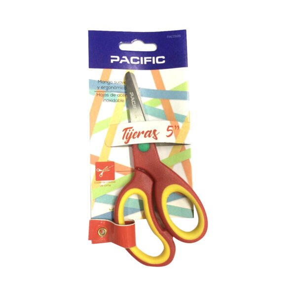 TIJERA DE ACERO INOXIDABLE 5" PACIFIC, MANGO ERGONOMICO, ALTO RENDIMIENTO, IDEAL PARA OFICINA Y ESCUELA. - Imagen 2