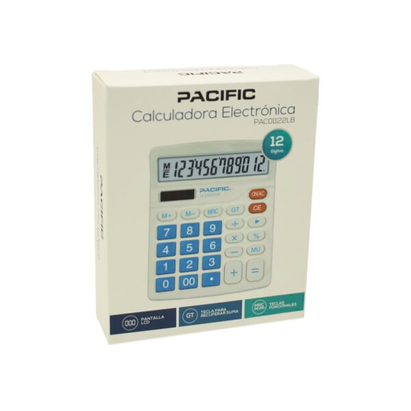 CALCULADORA DE 12 DIGITOS, FUNCIONES BASICAS, MEMORIA Y CALCULO DE CADENA. PILA AA. LIGHT BLUE - Imagen 2