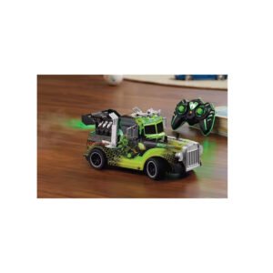 CAMION CON LUZ, CONTROL REMOTO 2.4G 4 CANALES, LANZA HUMO, ESCALA 1:16, BATERIA RECARGABLE.