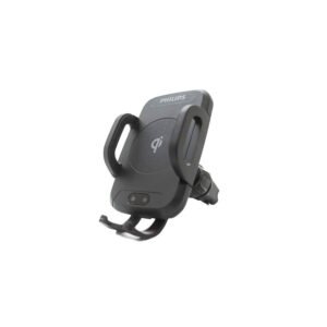 SOPORTE PHILIPS PARA AUTO CON CARGADOR INALAMBRICO, BRAZOS AUTOAJUSTABLES, GIRA 360°, SENSOR INFRARROJO, CARGA QI, INCLUYE CABLE.