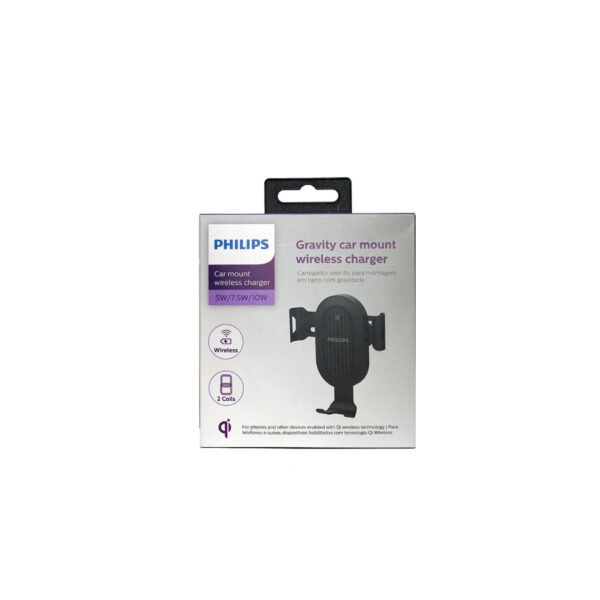 SOPORTE TELEFONO AUTO CON CARGADOR PHILIPS, PROTECCION SOBRECARGA, COMPATIBILIDAD AMPLIA, ENTRADA DC 5V 2A/9V 1.6A, SALIDA 5W/7.5W/10W. - Imagen 4