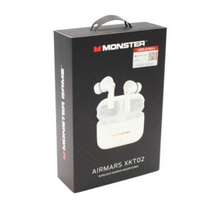 AUDIFONOS MONSTER INALAMBRICOS, BLUETOOTH 5.1, 10M ALCANCE, 20H DURACION, ESTUCHE CARGA INALAMBRICA. WHITE