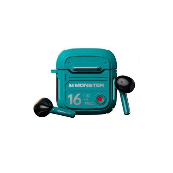AUDIFONOS MONSTER BT 5.3, 10M DISTANCIA, 4H MUSICA, CARGA 1.5H, 300MAH ESTUCHE, 30MAH AURICULAR. GREEN - Imagen 2